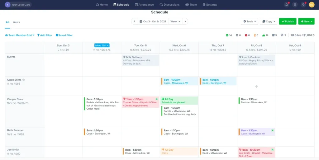 Zoomshift schedule maker feature screenshot